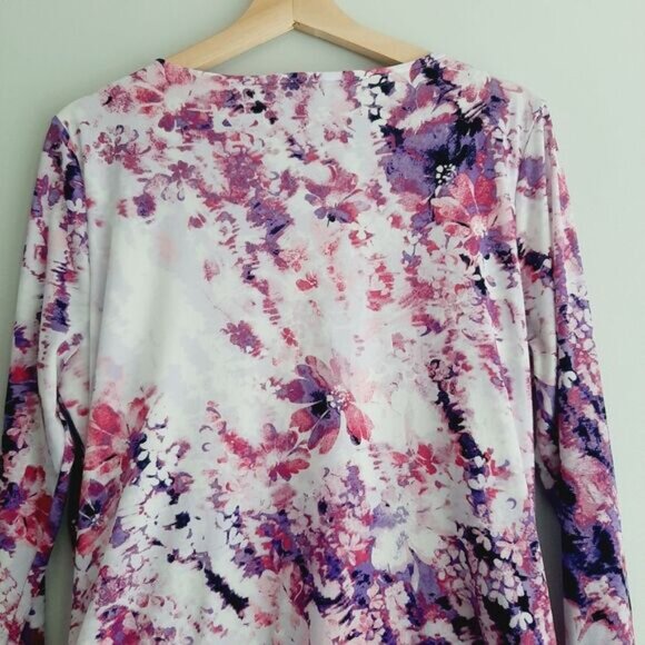 NORTHERN REFLECTIONS | Scoop Neck Stretch Top Abstract Purple & Pink Sz M - Picture 7 of 10